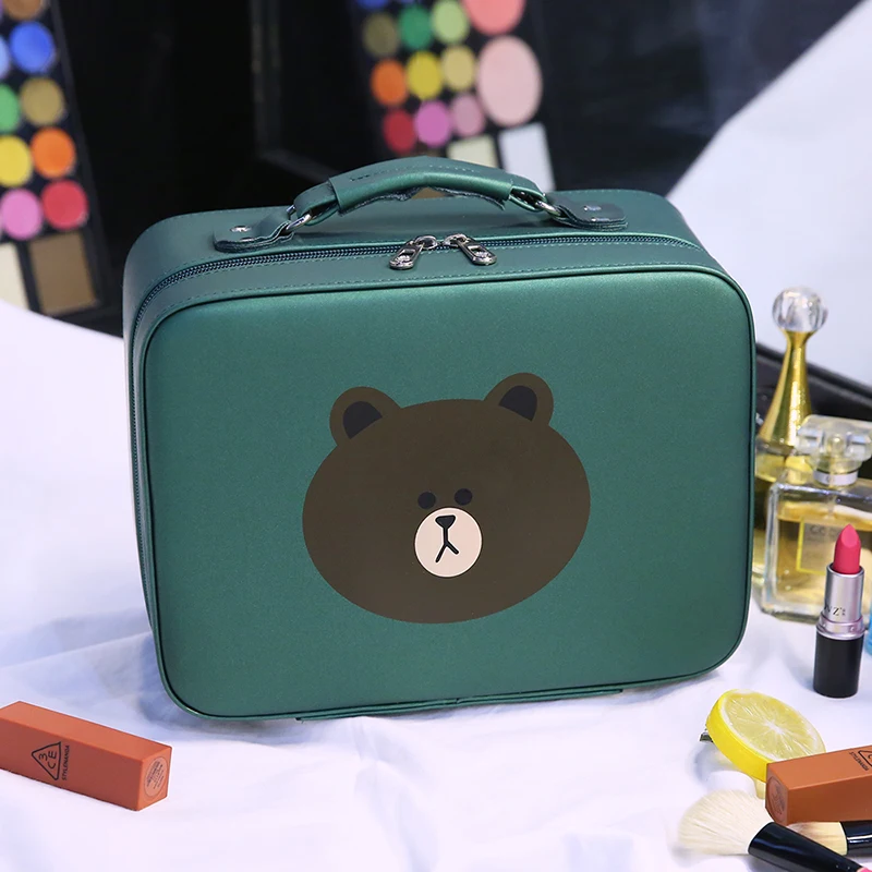 Корейская сумка для макияжа с медведем портативная большая емкость коробка