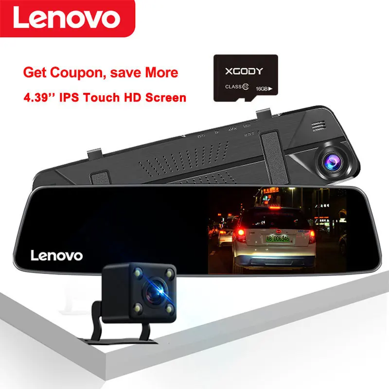 Оригинальное lenovo 4,3 ''зеркало заднего вида с 16 Гб TF камерой, видеорегистратор Full HD 1080P ips, сенсорный экран, ночное видение, Автомобильные видеорегистраторы, видеорегистраторы