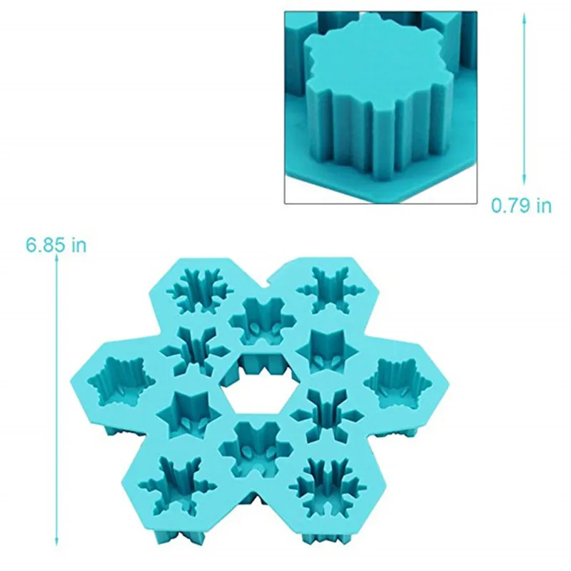 

12 grid snowflake mold Christmas snowflake ice cube mold chocolate silicone mold