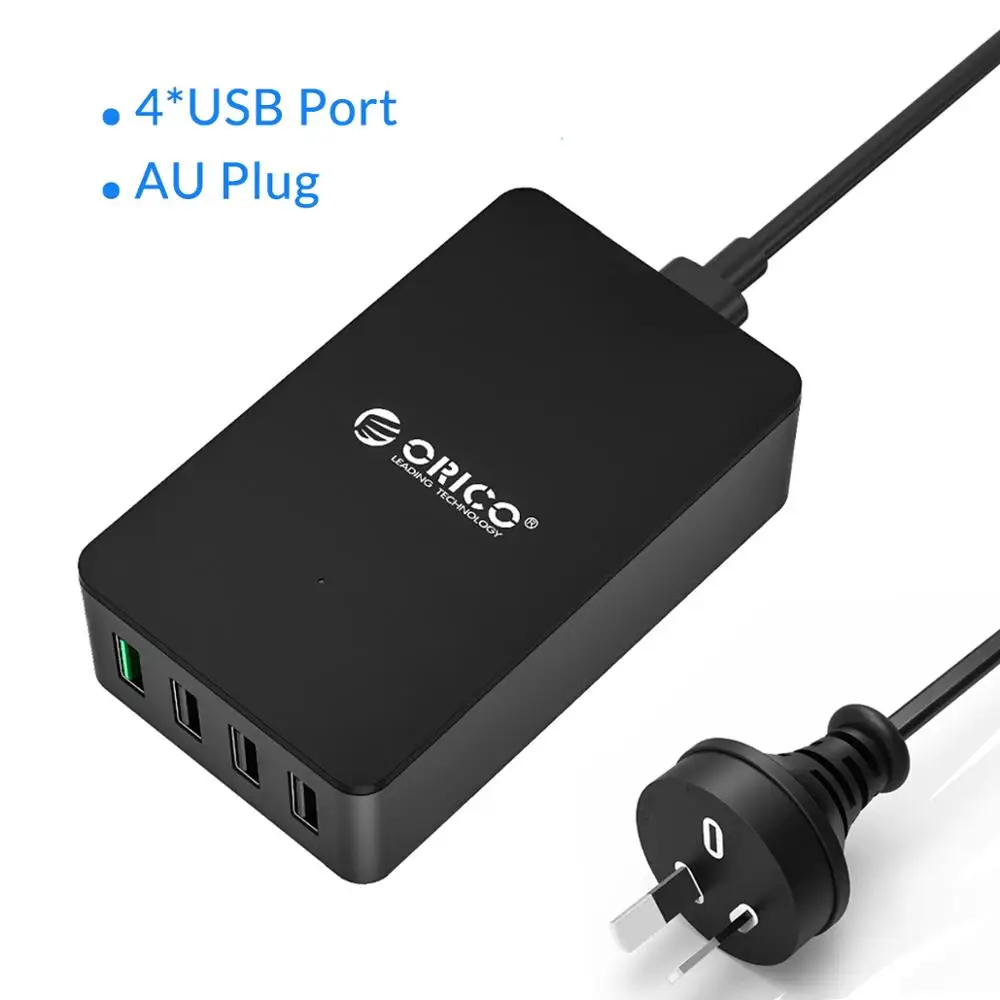 ORICO QC2.0 USB зарядное устройство 5 портов настольное быстрое зарядное устройство для samsung Xiaomi huawei и планшетов с европейской вилкой - Тип штекера: 4 Port AU Plug