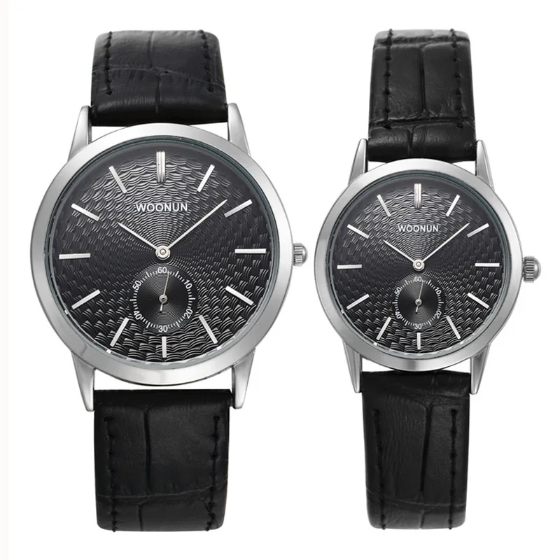 New Fashion Men Women Pair Watches WOONUN Top Luxury Brand Couple Watches for Lovers Genuine Leather Strap Quartz-Watch Cinturon