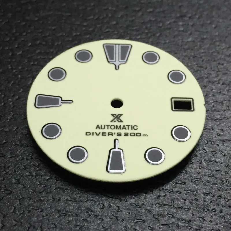 NH35 dial white C3 full luminous dial fit Japan NH35 automatic movement for diving watch SKX007 turtle abalone MM 28.5mm Japan