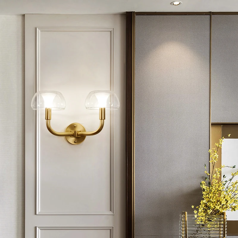 Jmzm медная настенная лампа Грибное стекло прикроватный абажур для спальни в