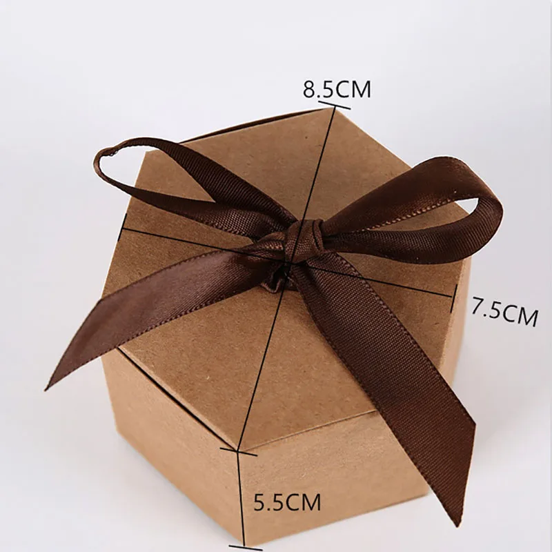 

10PCS Pastry Biscuit Box hexagonal hand-held Box Candy Carton Box baking Packaging Gift box 8.5*7.5*5.5CM