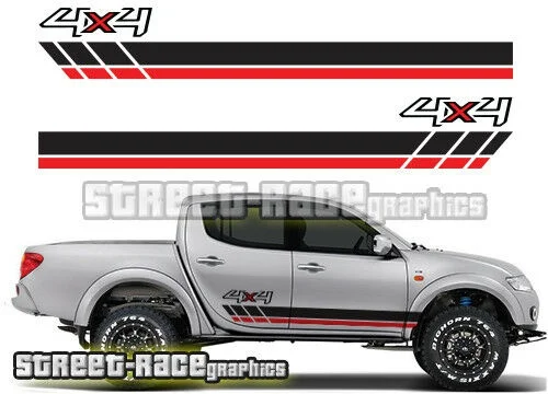 

For x2 Mitsubishi L200 031 side racing stripes stickers decals graphics 4x4 offroad