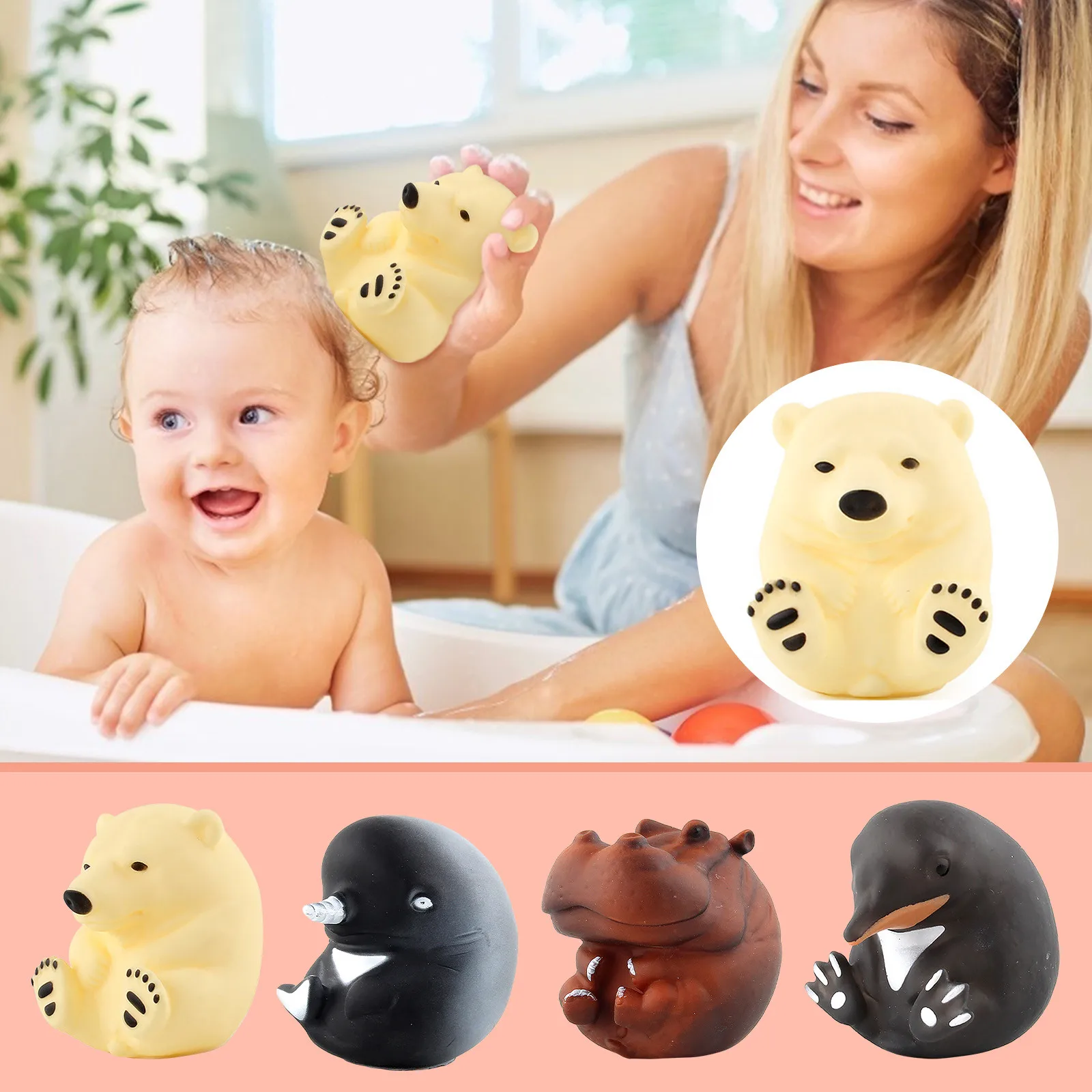 

Soft Stacking Blocks Balls For Baby Children's Water Spray Animal Bathroom Toy Animals Sensory Montessori Teething Toy For Kids