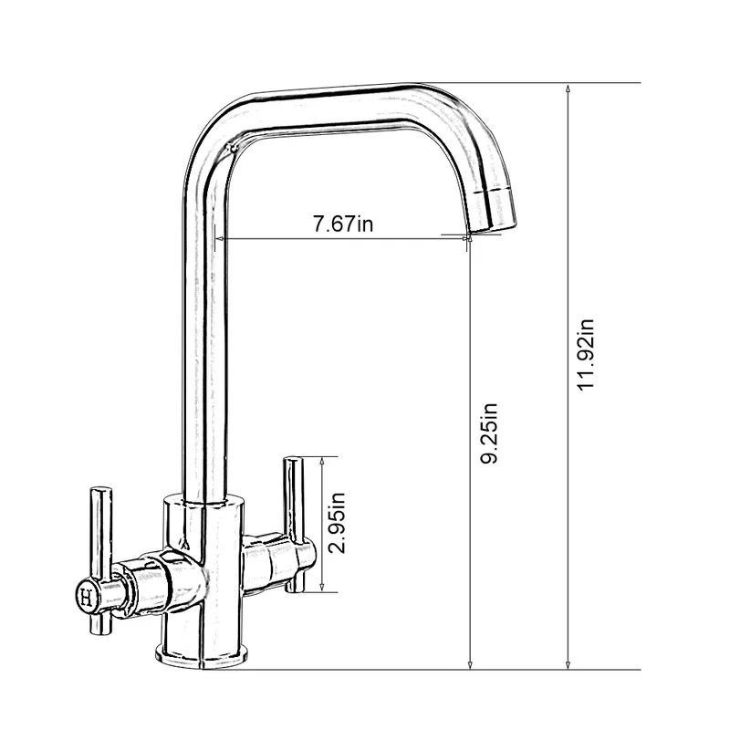 

HOTBEST Kitchen Sink Faucet Mixer Seven Letter Design 360 Degree Rotation Water Purification Tap Dual Handle Series