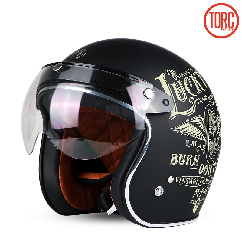 Мотоцикл 3/4 Открыть лицо Винтаж Шлем Улица Кафе Racer для Галлея Мото Каско Летний DOT