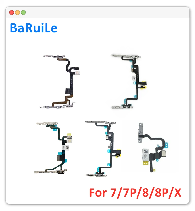 BaRuiLe 10 шт. гибкий кабель питания для iPhone 7 8 Plus 6P 7P 8G 7G X кнопка включения и