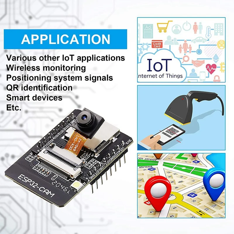 

ESP32-CAM WIFI Bluetooth Development Board OV2640 Camera Module MICRO-USB Interface CH340G USB to Serial Port, 3Pcs
