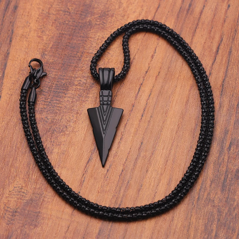 

Men's Design Arrow Pendant Jewelry Chain Matte Black Long Necklace Hip-hop Punk Rock Christmas Halloween Gift For Men