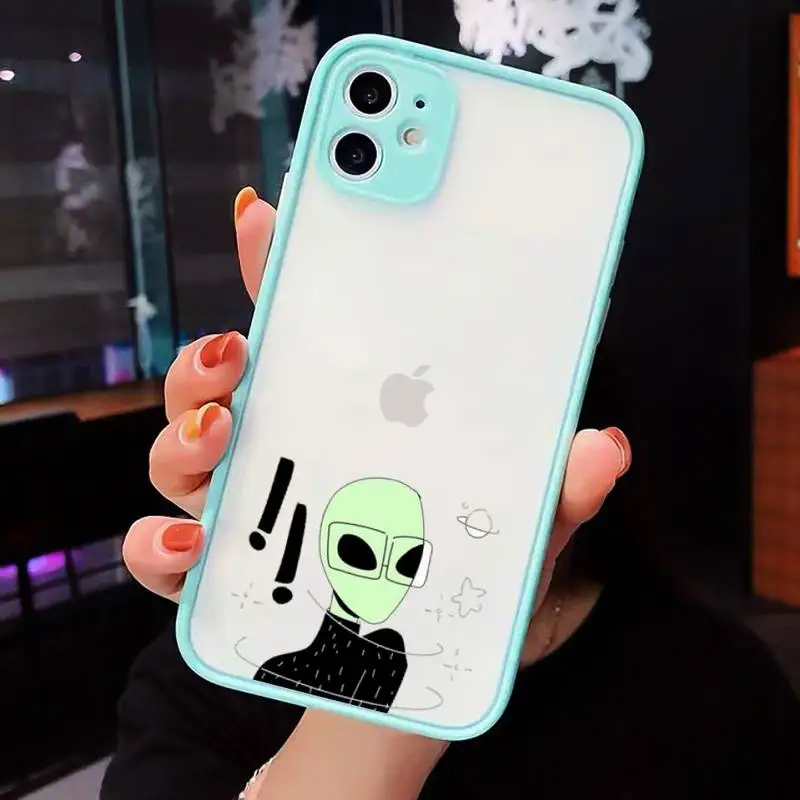 

Fashion E.T. Alien art pattern luxury design Phone Case matte transparent For iphone 7 8 11 12 plus mini x xs xr pro max cover