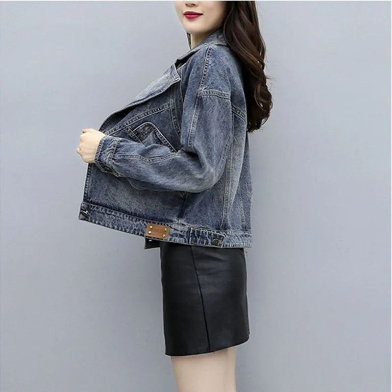 Элегантная женская демисезонная джинсовая куртка модное женское Свободное