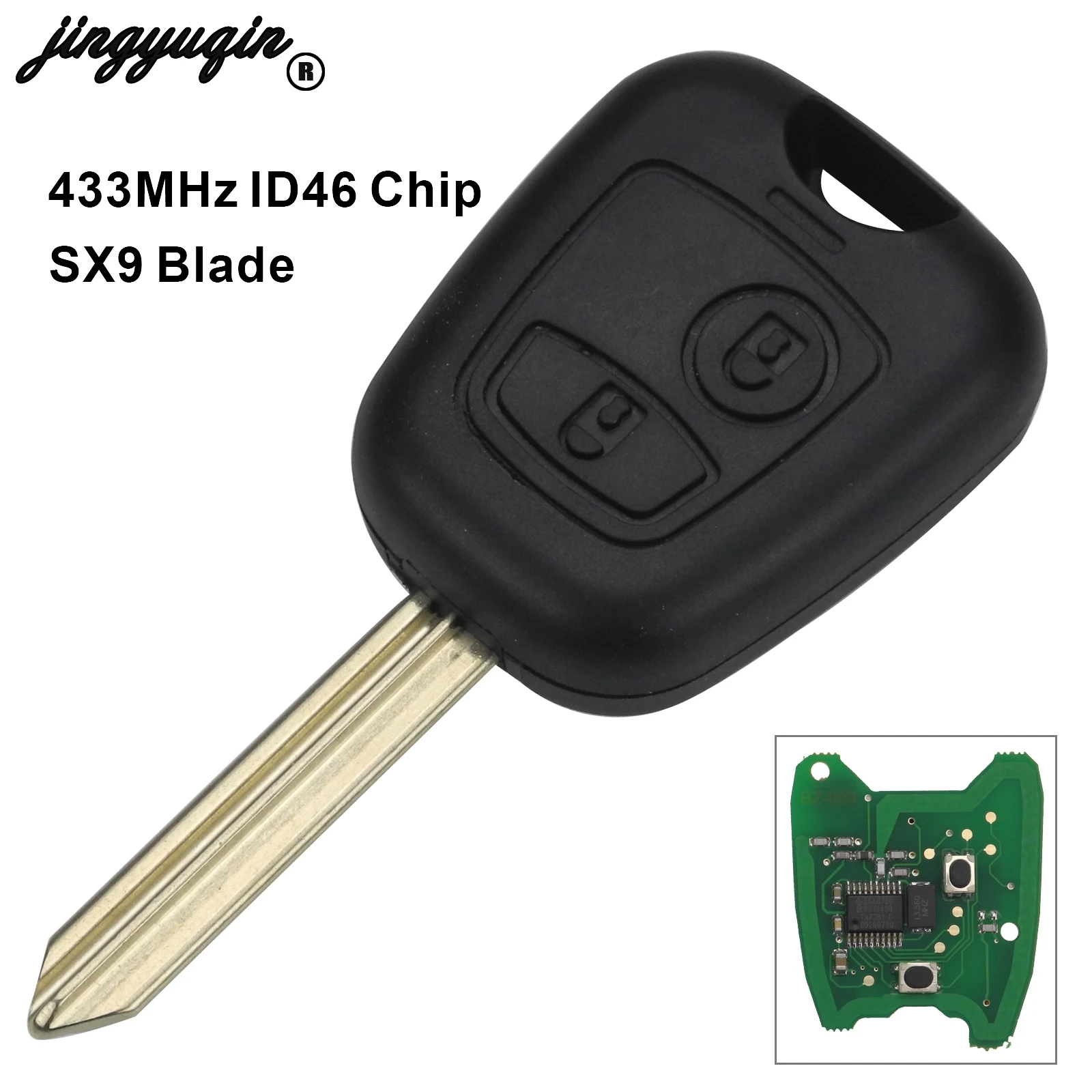 

jingyuqin 2 Button 433MHz ID46 Chip Remote Fob Control Car Key shell For Citroen Saxo Picasso Xsara Berlingo SX9 Blade