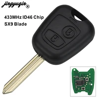 jingyuqin 2 button 433mhz id46 chip remote fob control car key shell for citroen saxo picasso xsara berlingo sx9 blade
