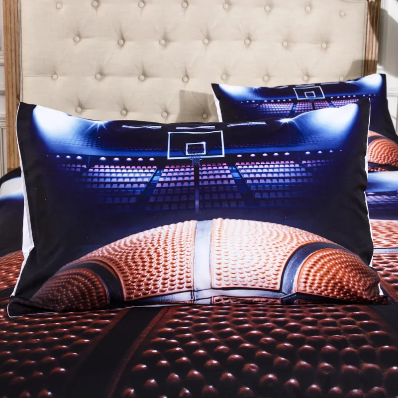 3D Print Fashion Bed Sheet With Pillowcase Single Double King Size 2/3 pcs Duvet Cover Set With Basketball Sport for boys adult