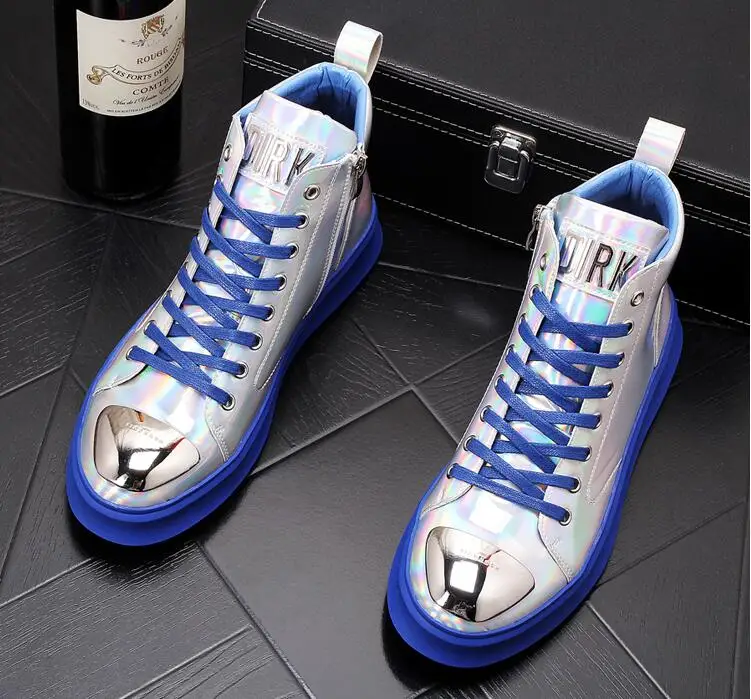 Модные кожаные мужские с высоким берцем панк-кроссовки в стиле хип-хоп Мужская