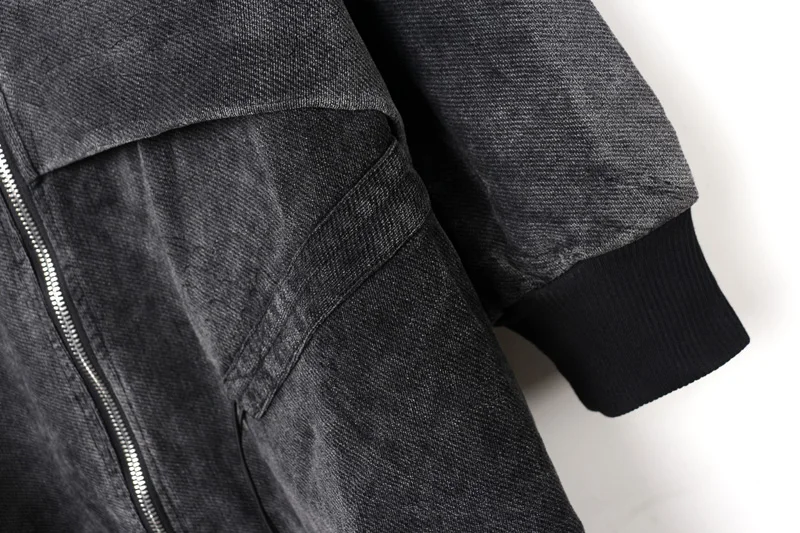 

Oversized hooded plus velvet Denim jacket Women winter lazy wind mid-length Fashion casual sports thickened windbreaker Female