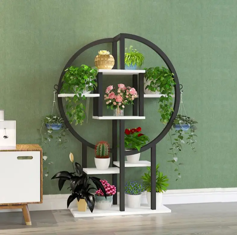 

European-style flower rack sitting room high-grade sitting room greenish combination of floor iron shelf