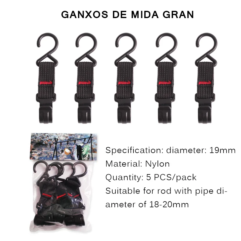 5Pcs Outdoor Camping Hook Strap Buckle S-Shaped Hanger Crossbar Tent Pole | Спорт и развлечения
