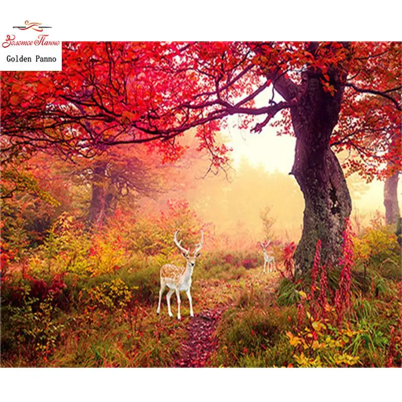 Full Square Diamond Diamond Painting Autumn Landscape DIY Diamond Embroidery Natural Mosaic Picture Home Decoration