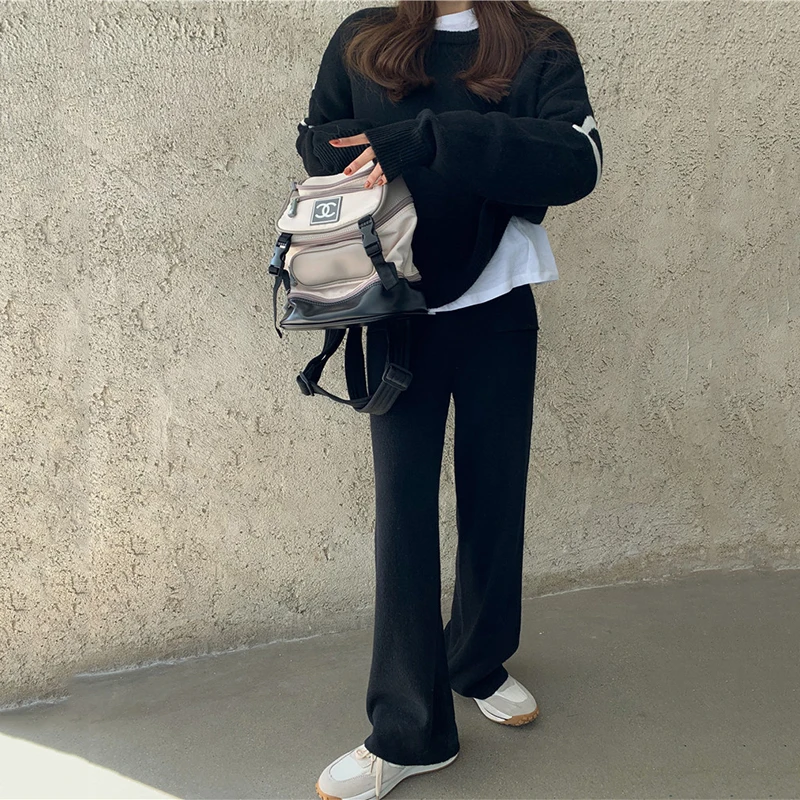 Женский Повседневный костюм Sister Fara трикотажный свитер с круглым вырезом и прямые