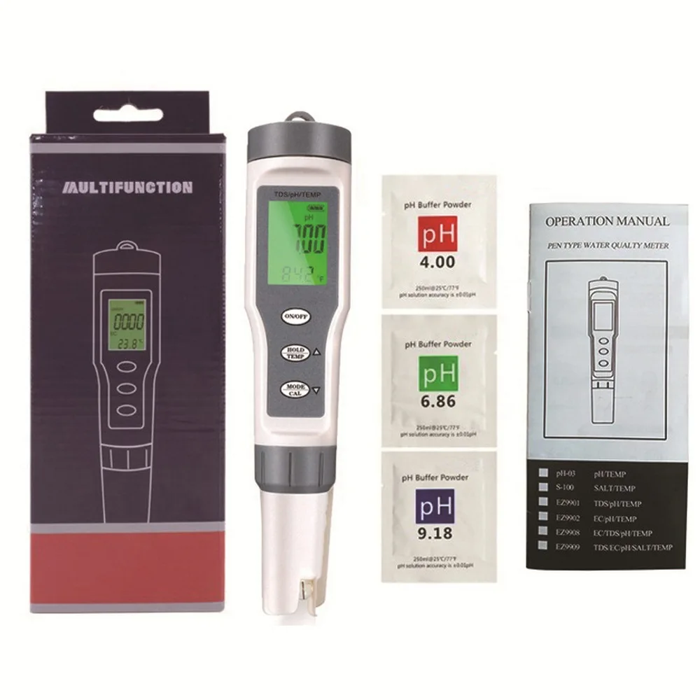 

Professional Pen Type PH Meter Portable 3 In 1 PH/TDS/TEMP Digital Ph Tester for Aquarium Water Acidity Meter HQ-9901