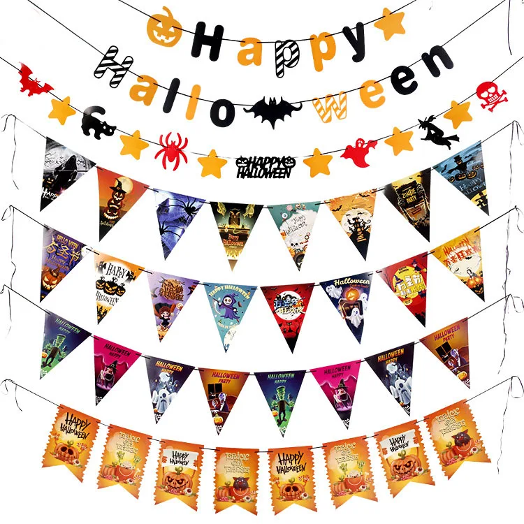 Тыква Лицо Баннер Дом с привидениями висячая гирлянда страшные Хэллоуин баннеры