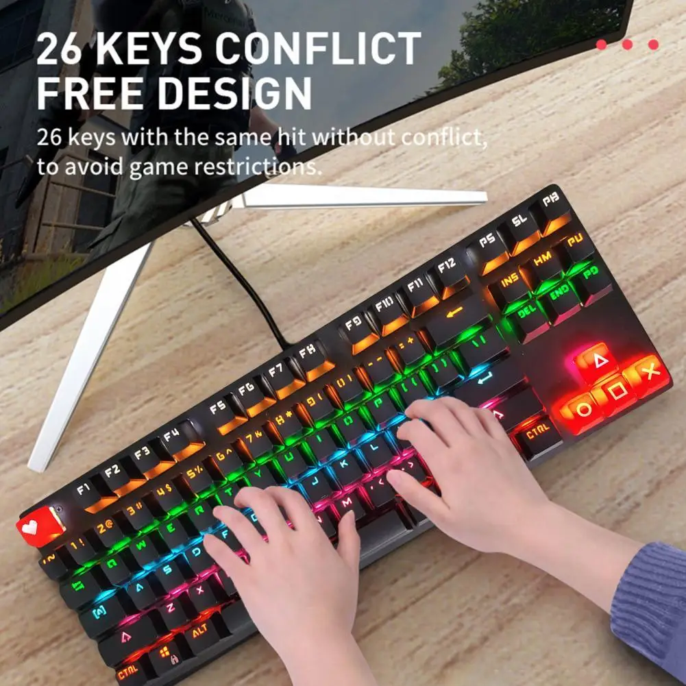 

87 Keys Universal RGB Backlight Mechanical USB Wired Gaming Keyboard for Desktop
