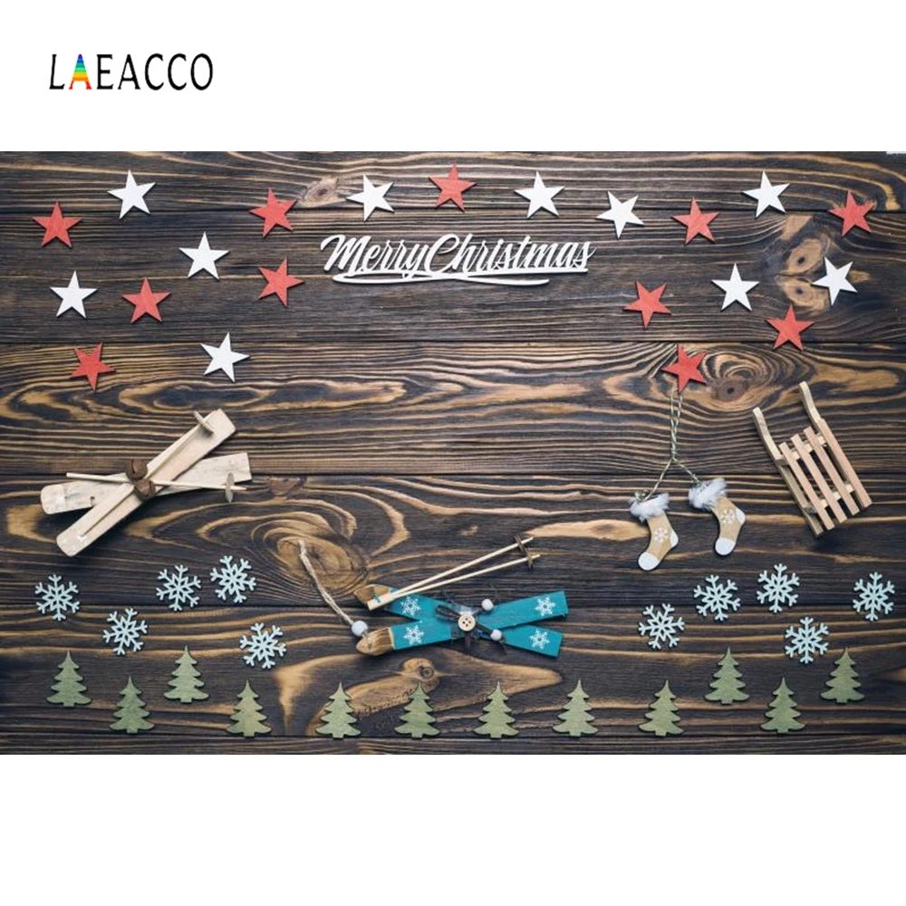 Laeacco Christmas Tree Photography Backgrounds Wooden Board New Year Customized Portrait Photographic Backdrops For Photo Studio |