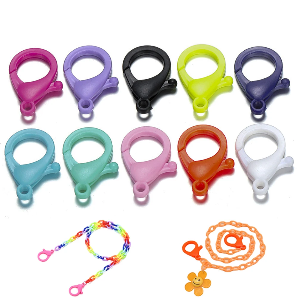 Застежки-лобстеры пластиковые разноцветные 25 мм крючки для ключей изготовления