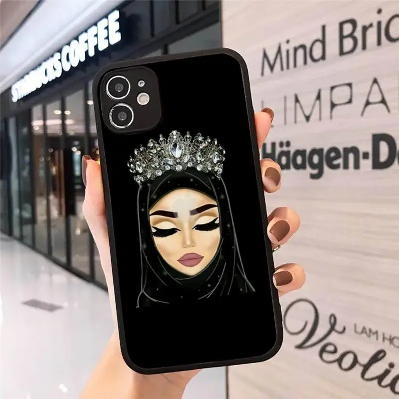 

Muslim Islamic Gril Eyes Arabic Hijab Girl Phone Case For iphone 12 11 8 7 plus mini x xs xr pro max matte transparent cover