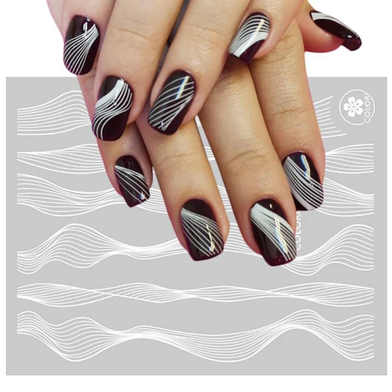 1 шт. стикер для дизайна ногтей 3D блестящая золотая волнистая полосовая лента