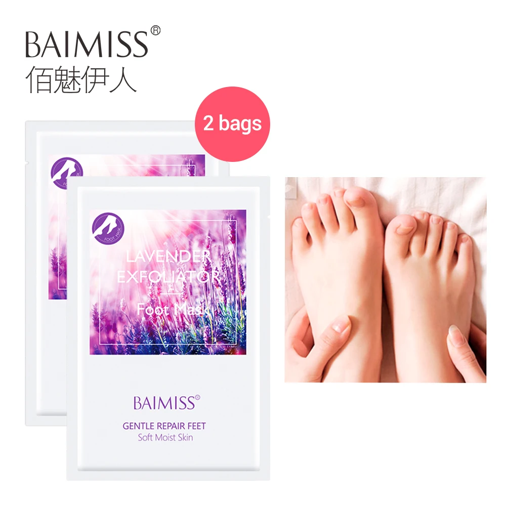 BAIMISS, 2 мешка = 4 шт., пилинг, отшелушивающая маска для ног, маска для ног, удаляет омертвевшую кожу, кутикулы, пятки, уход за ногами, педикюрные носки, высокое качество