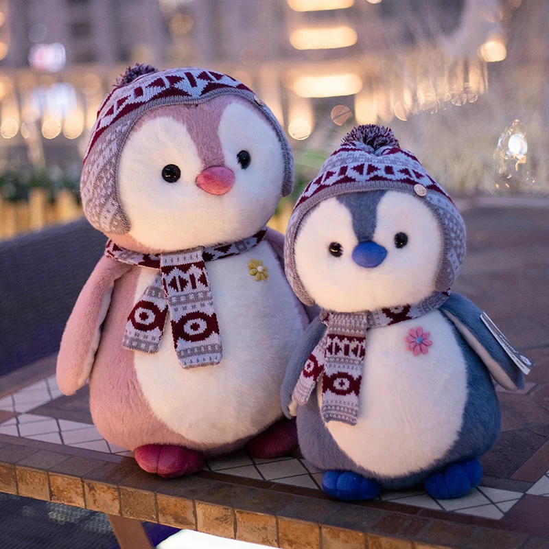 20/27/37/47cm Creative winter Penguin wear hat scarf Plush Stuffed Toys Kawaii Software Penguin Plush Doll Kids' gift Home Decor