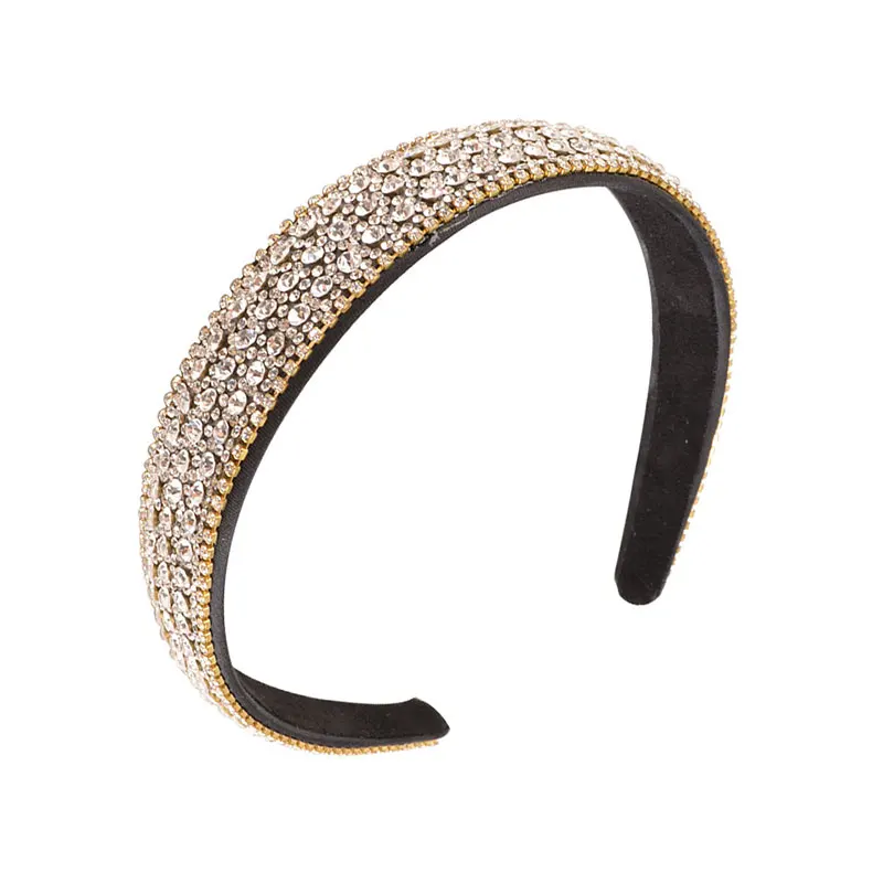 

Full Rhinestone Luxury Women Headband Crystal Colorful Head Hoop Girls Hair Accessories Shiny Wide Side Non-slip Makeup Hairband