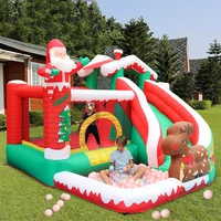 inflatable bounce house jumping castle with air blower christmas santa clause play house inflatable kids slide christmas toys