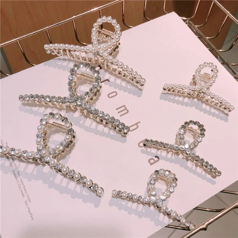 

Hair Clips 2020 Hair Accessories for Girls Clip Hair Female Simple Pearl Rhinestone Geometric Hairpin Tiaras for Hair Women