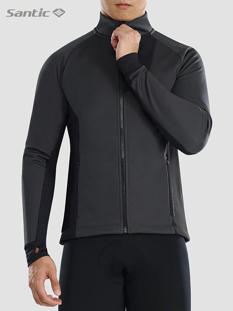 

Santic New Winter Keep Warm Cycling Jackets Long-Sleeved Windproof Thermal Fleece Jersey Men Light Clothing Bike Sports Outwear