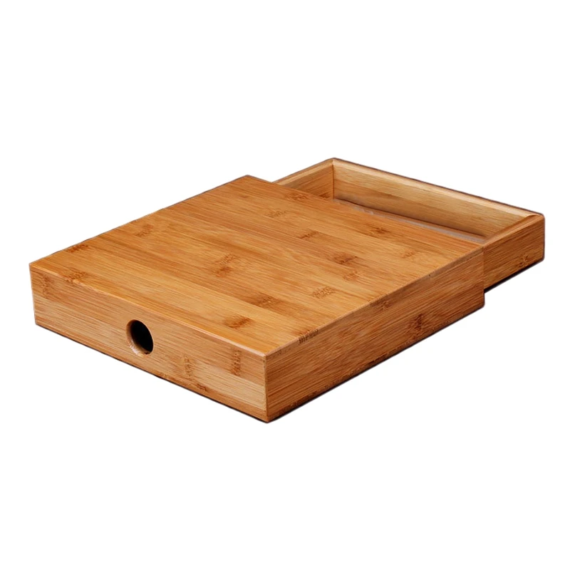 Natural Bamboo Tea Box Wood Tray Kung Fu Set Teaware Accessories Packaging Drawer Type Single Layer Storage | Дом и сад
