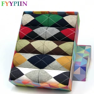 Носки мужские компрессионные в клетку, повседневные хлопковые, в стиле ретро, деловой, банкетный, на осень и все сезоны