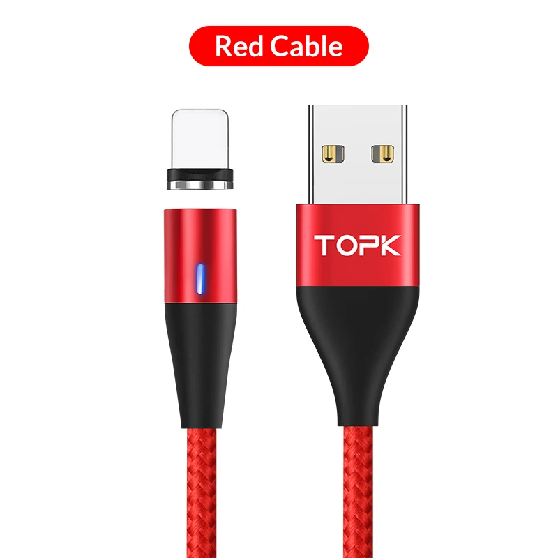 Red Магнитный usb-кабель TOPK type C для быстрой зарядки данных 8-контактный кабель для iPhone магнитное зарядное устройство Micro usb 5pin кабель для samsung note8 - Цвет: Red