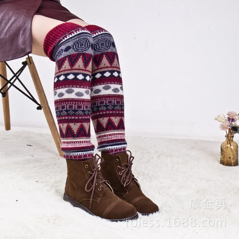 

Winter Boots Women Winter Leg Warmers Cotton Knitted Accesorios Para Botas Knee Socks Warm Wool Botas Mujuer