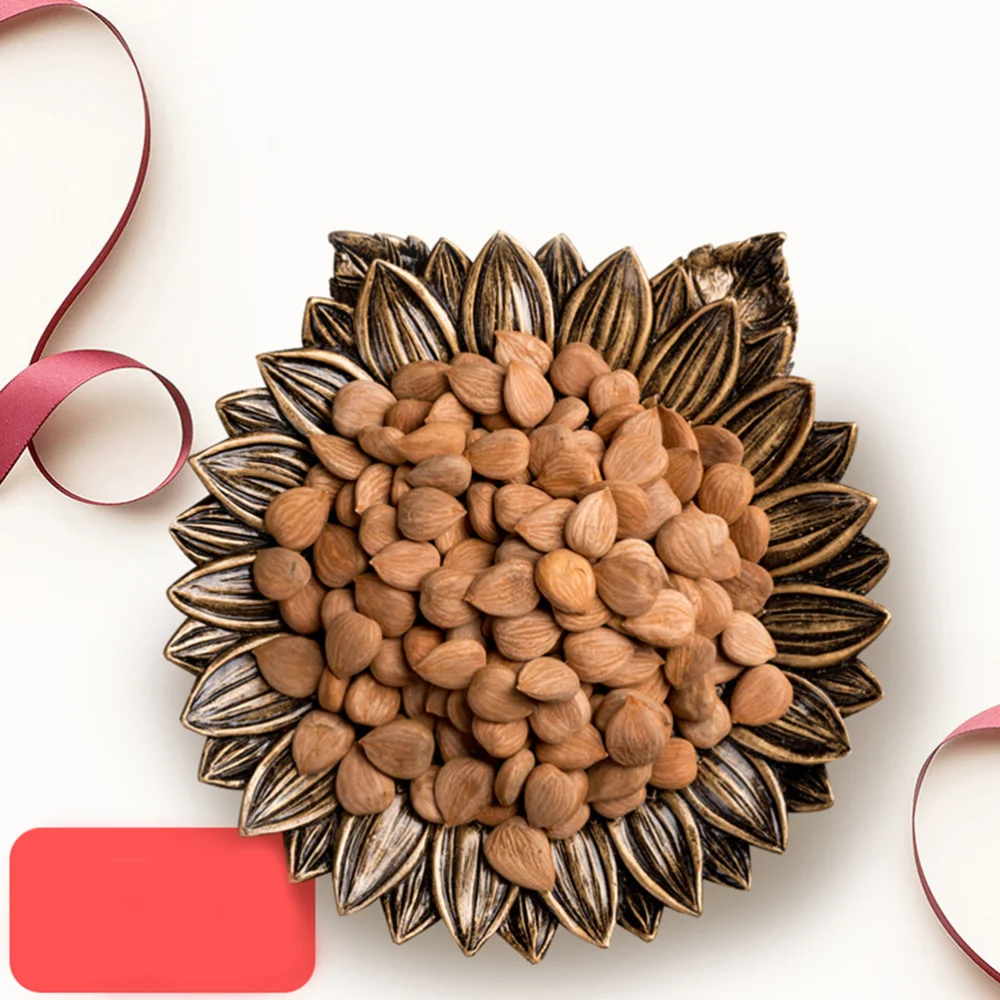 

Resin Dried Fruit Plate Serving Tray Snack Plate Storage Plates Simulation Plants Nut Dish Storage Jewelry Tray (Bronze Sunflowe