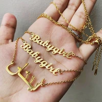 stainless steel personalized custom name necklace gold choker chinese arabic necklace pendant nameplate gift unisex letter