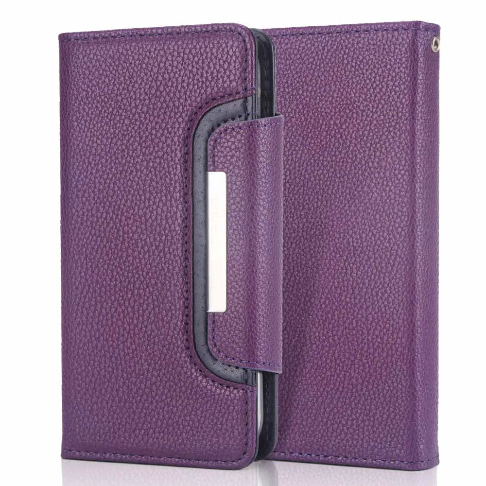 purple Многофункциональный кошелек чехол с отделениями для карт для IPhone X, чехол 2-в-1, Магнитный Флип, Модный чехол с рисунком личи, Раздельный чехол для iPhone XS 11Pro MAX - Цвет: purple