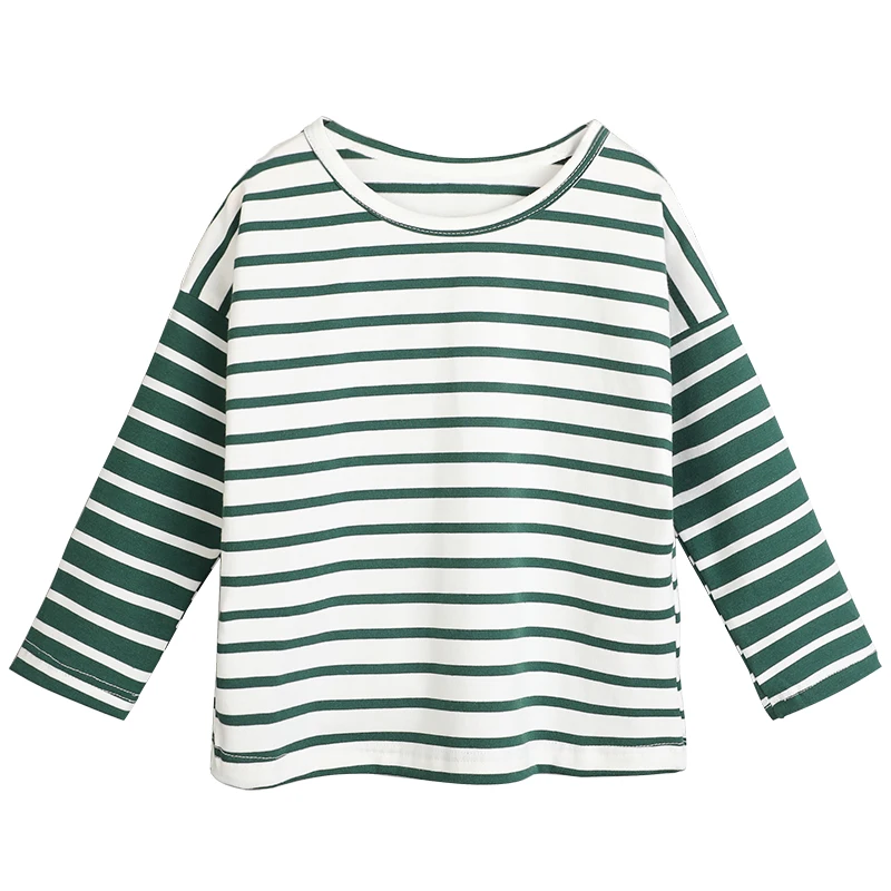 Детская футболка для девочек хлопковая в полоску с длинными рукавами подростков