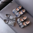 Осенняя обувь для маленьких девочек с бантом, детские туфли принцессы на плоской подошве со стразами, Детские брендовые туфли из искусственной кожи, классические туфли, Мэри Джейн