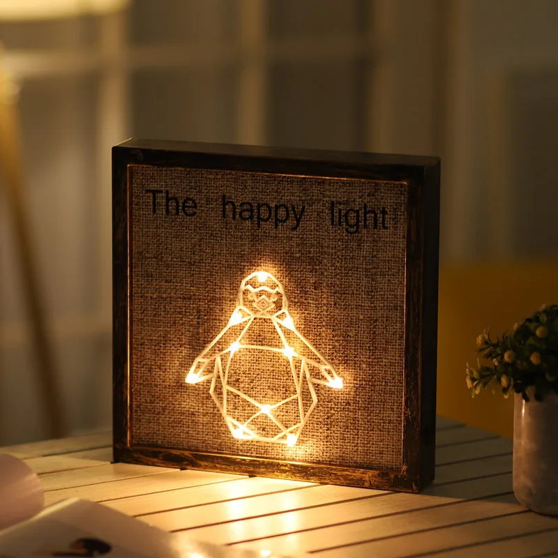 Penguin Hinnixy теплый белый ночник прикроватная лампа ретро фоторамка животное космический корабль спальня настенный Декор романтический рождественский подарок - Испускаемый цвет: Penguin