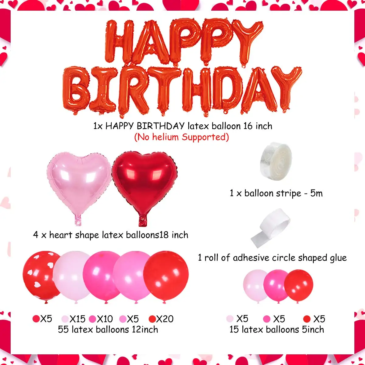 Вещь ко Дню Святого Валентина красный розовый белый воздушный шар гирлянда